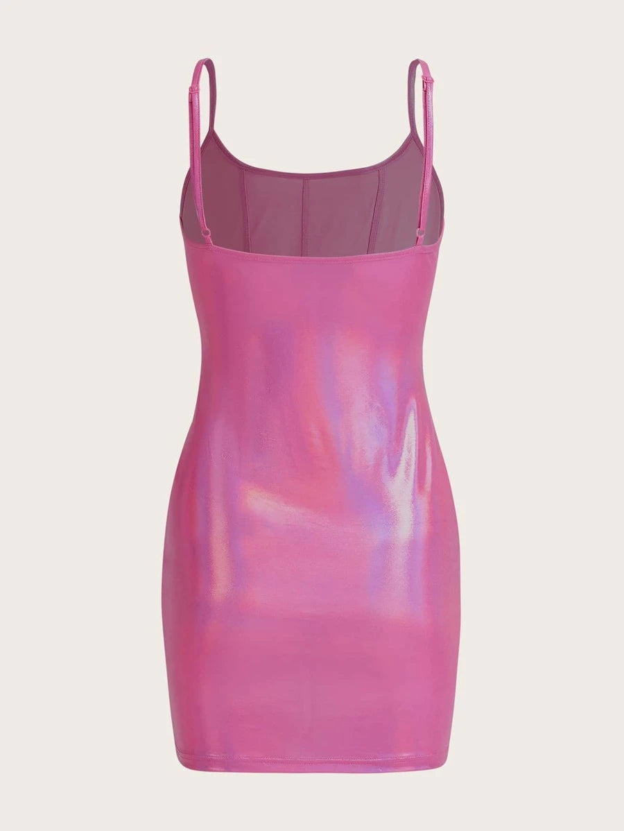 Barbie Solid Metallic Party Dress