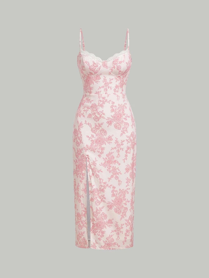 Geteiltes Cami-Kleid mit Blumendruck 