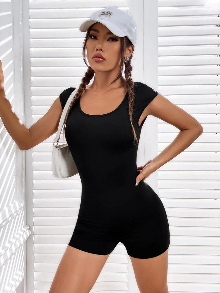 Ballet Core Solid Backless Unitard Romper