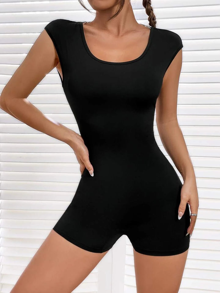 Ballet Core Solid Backless Unitard Romper