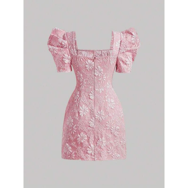 Barbie Floral Jacquard Puff Sleeve Dress