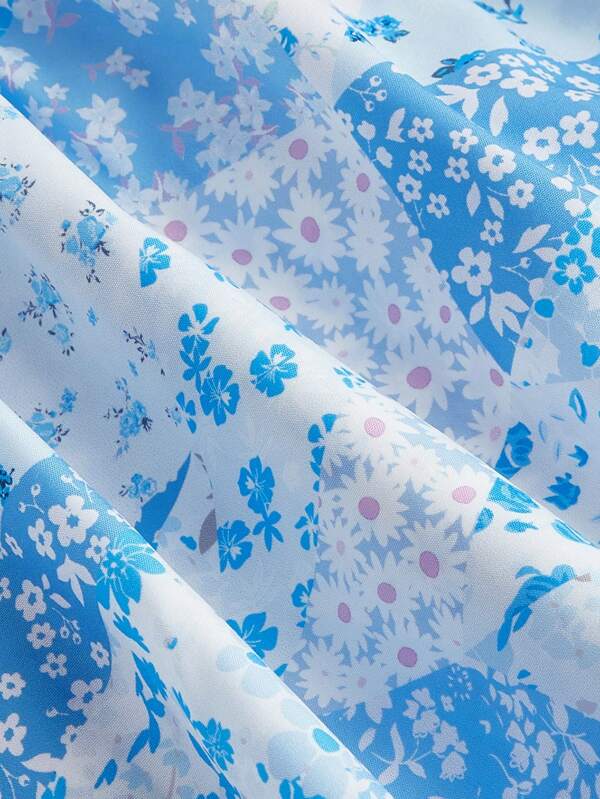Robe camisole à imprimé floral et ourlet à deux couches 