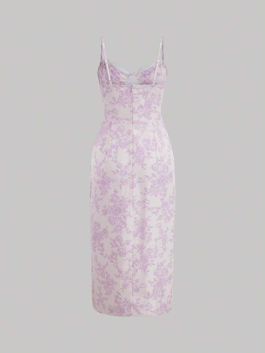 Geteiltes Cami-Kleid mit Blumendruck 