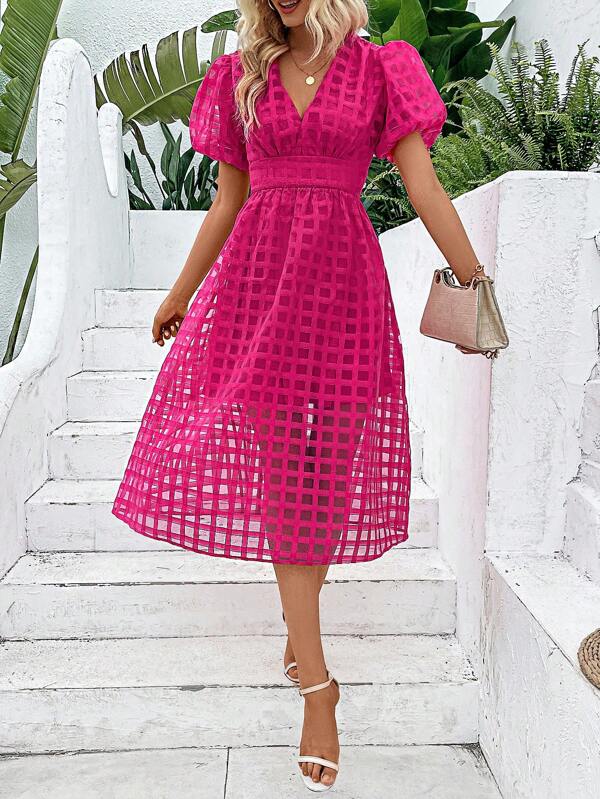 Barbie Solid Puff Sleeve Dress