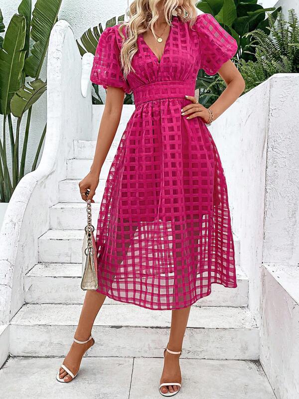 Barbie Solid Puff Sleeve Dress