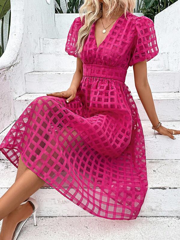 Barbie Solid Puff Sleeve Dress