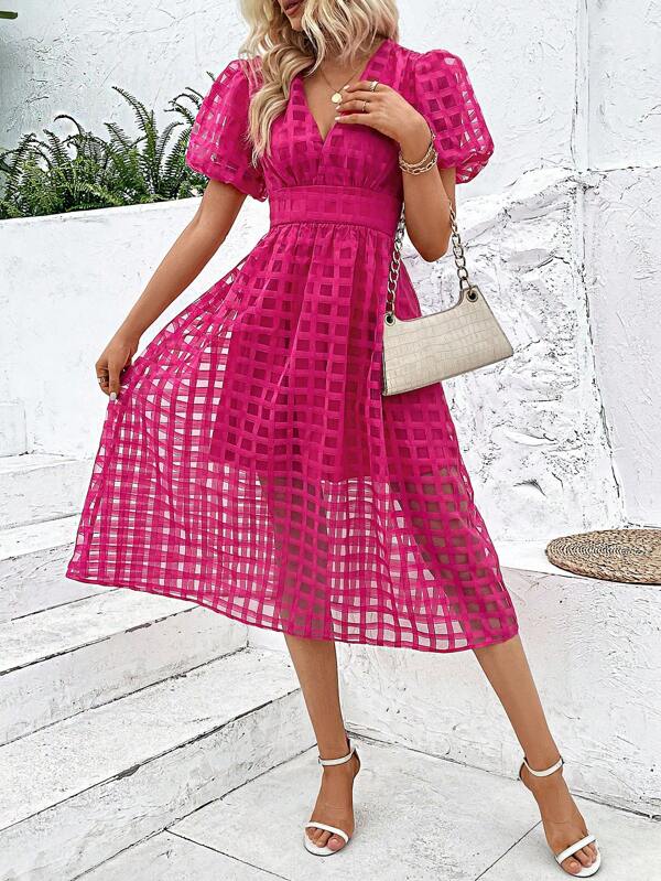 Barbie Solid Puff Sleeve Dress