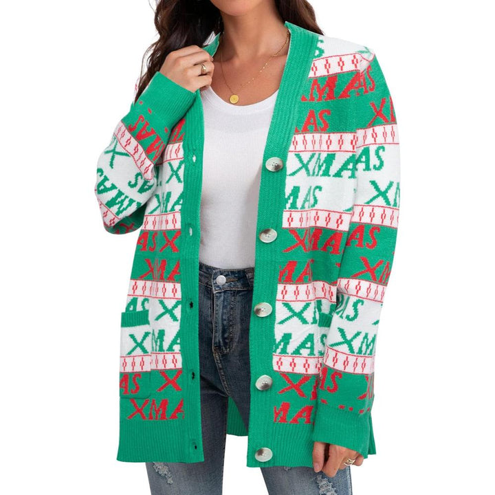 Christmas Cardigan With Snowflake Prints