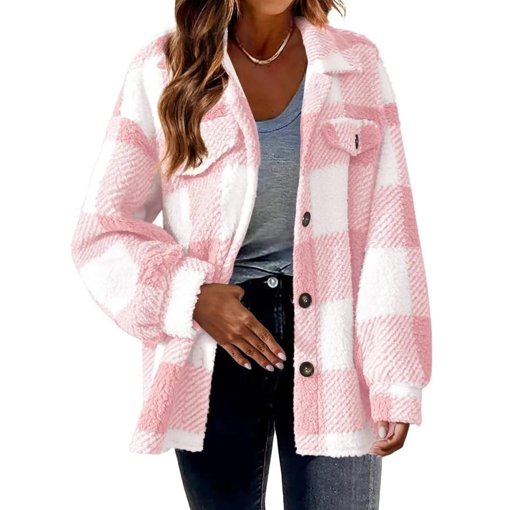 Button Up Plaid Coat With Pockets