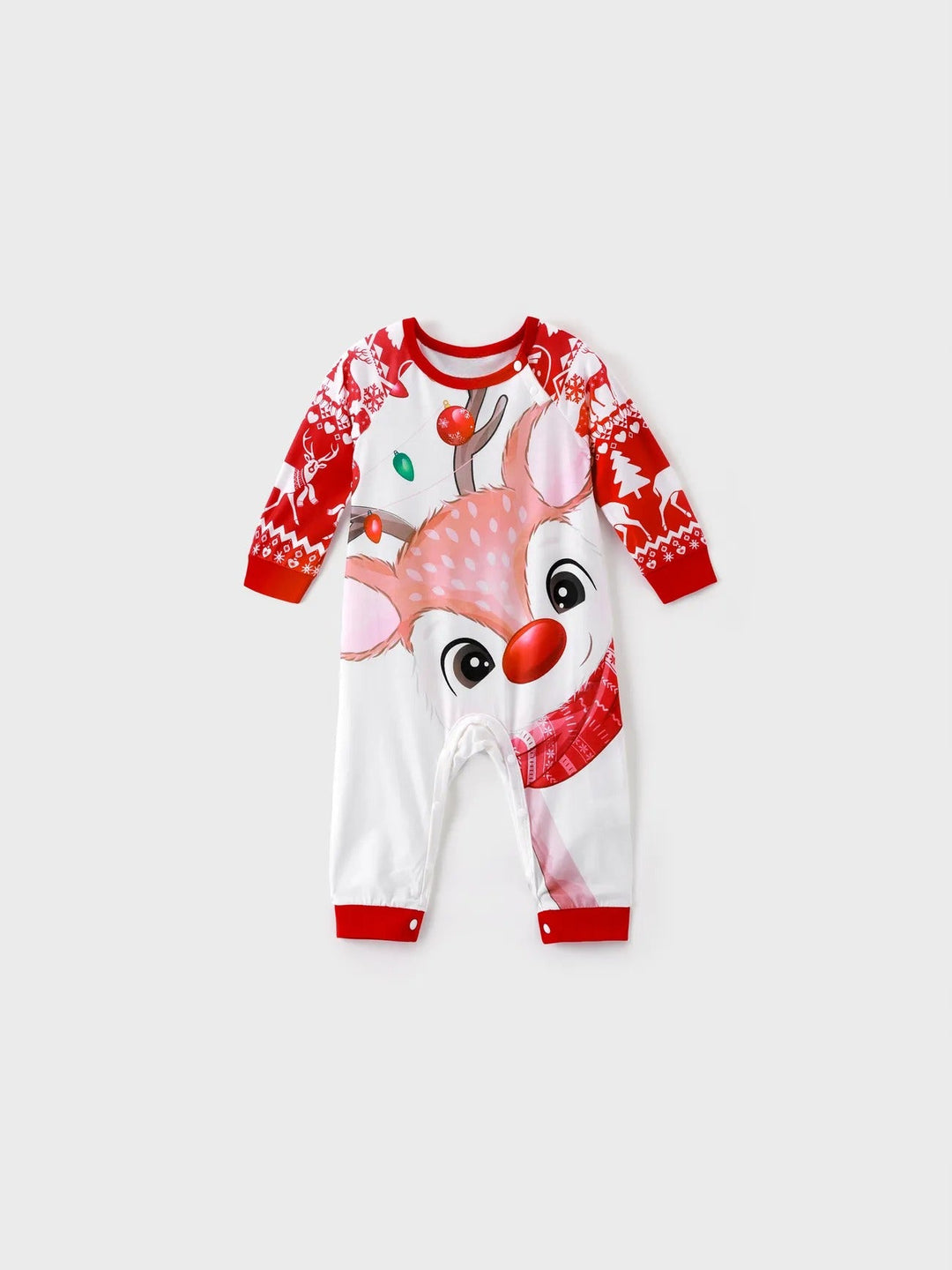 Matching Christmas Pajamas Set For Family With Deer Print