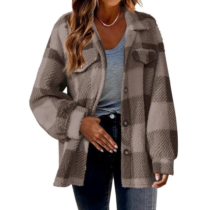 Button Up Plaid Coat With Pockets