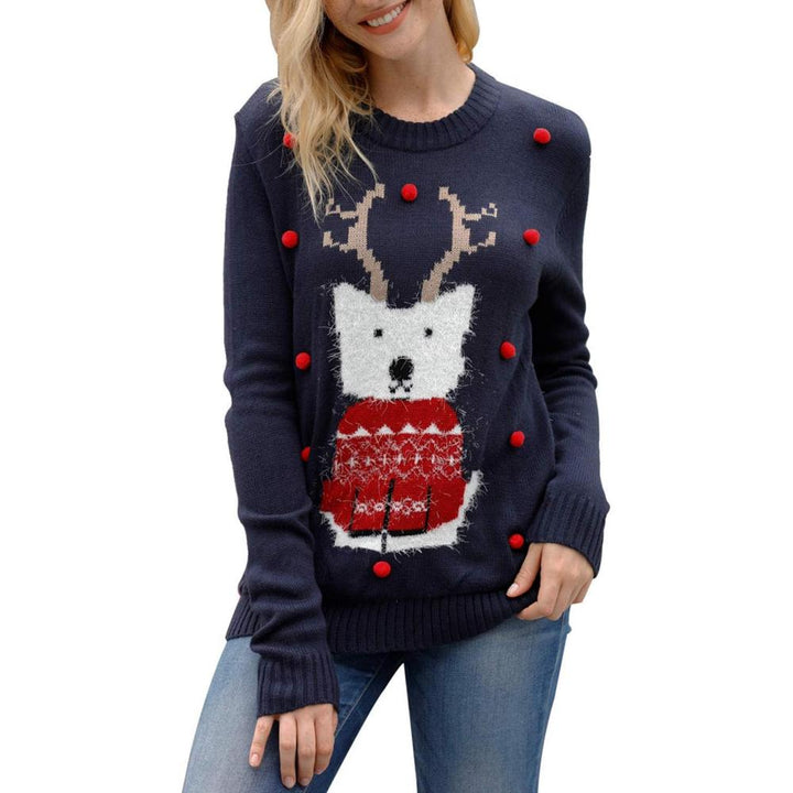 Long Sleeve Christmas Sweater With Holiday Print