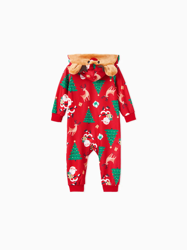 3D Reindeer Hooded Christmas Family Jumpsuit Sets