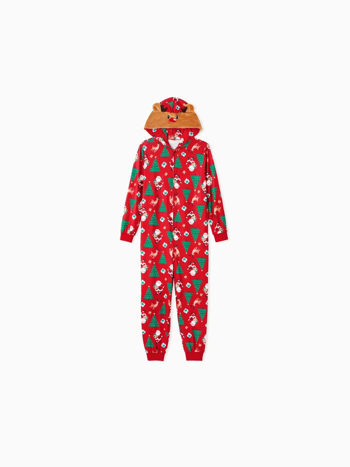 3D Reindeer Hooded Christmas Family Jumpsuit Sets