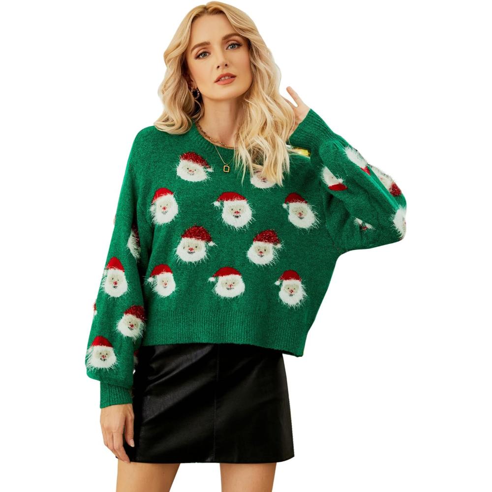 Playful Santa Knit Sweater For Christmas Parties