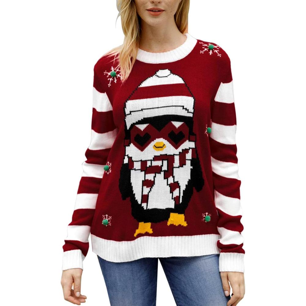 Long Sleeve Christmas Sweater With Holiday Print