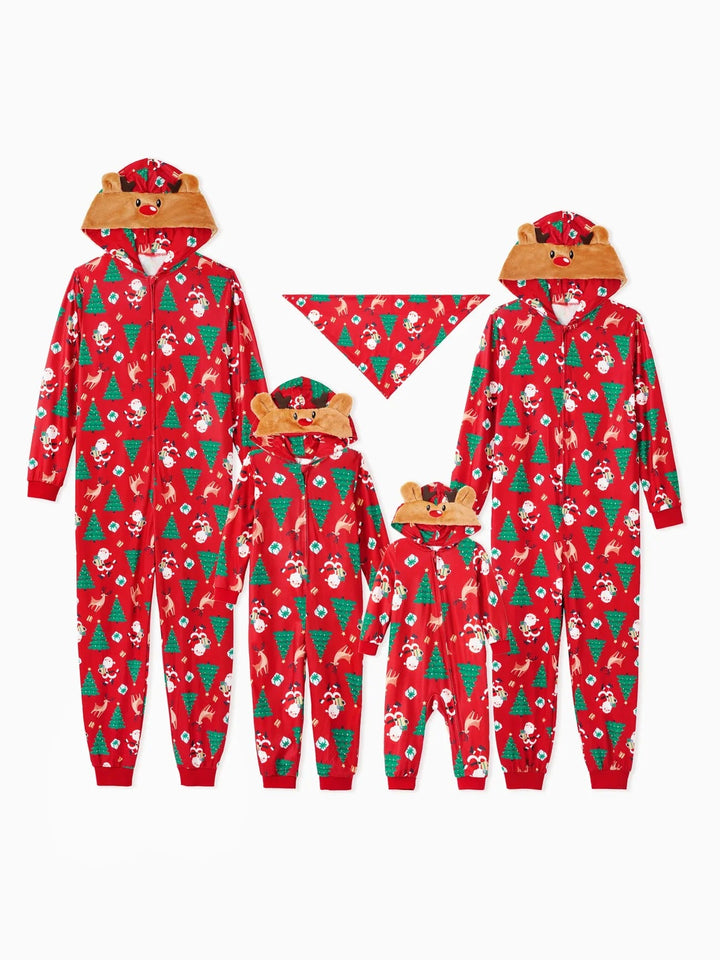 3D Reindeer Hooded Christmas Family Jumpsuit Sets