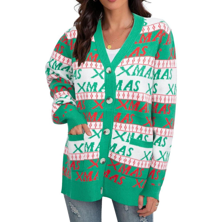 Christmas Cardigan With Snowflake Prints