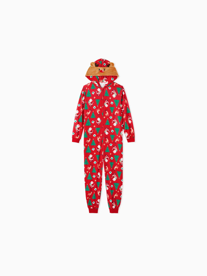 3D Reindeer Hooded Christmas Family Jumpsuit Sets