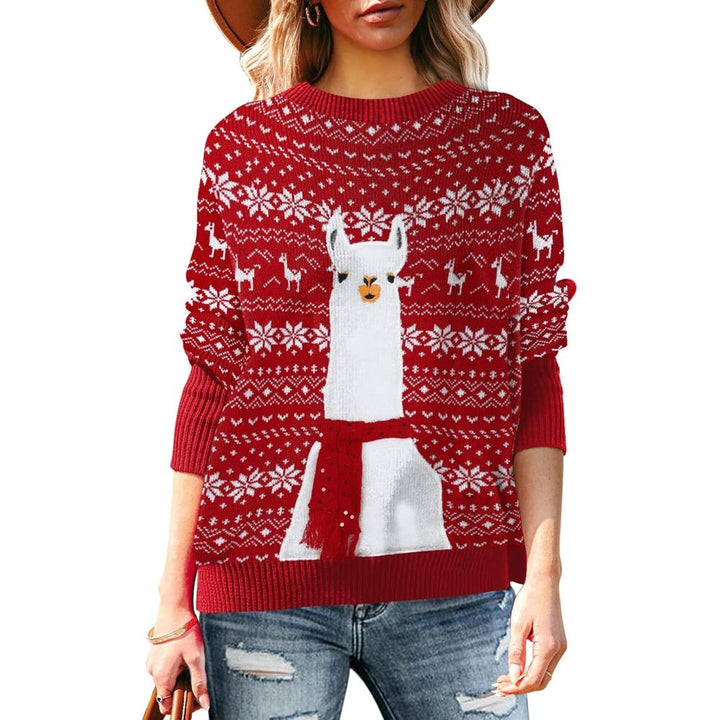 Long Sleeve Christmas Sweater With Holiday Print