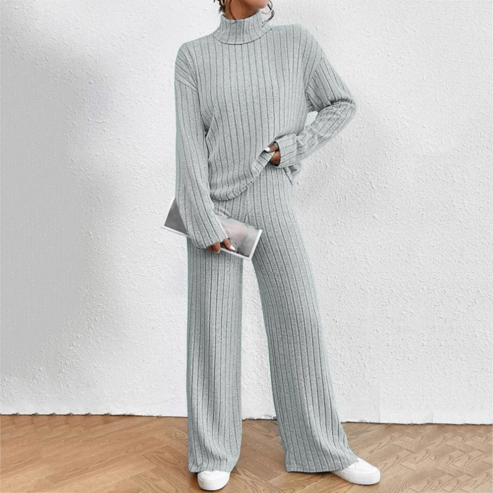 Ribbed Knit Two Piece Lounge Set