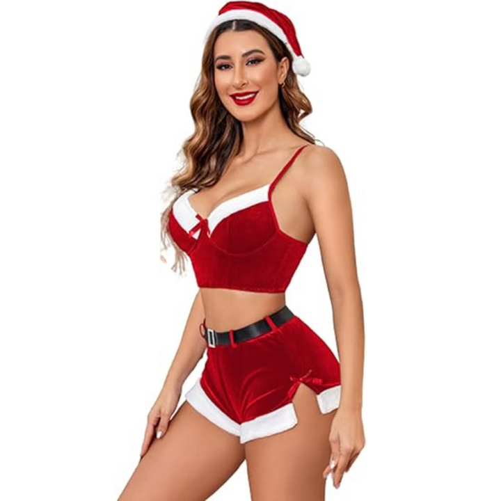 Velvet Christmas Costume With Set