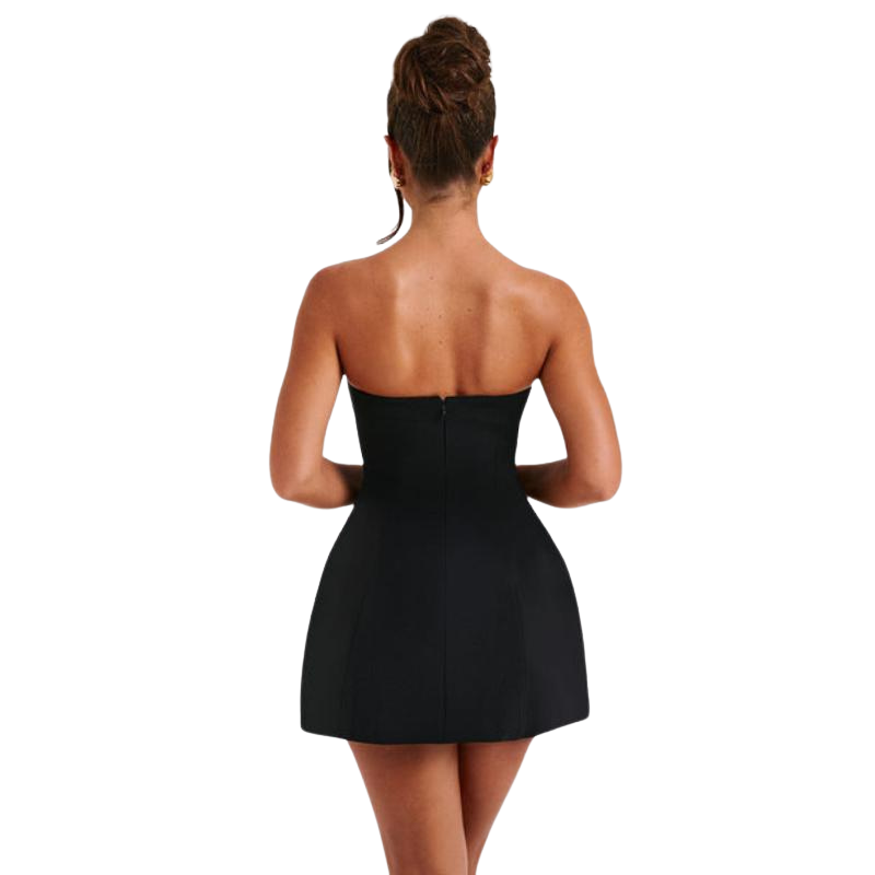 Strapless Mini Dress With Bubble Shape Skirt