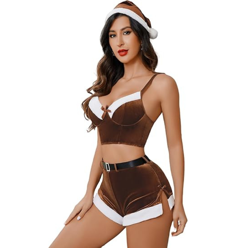 Velvet Christmas Costume With Set