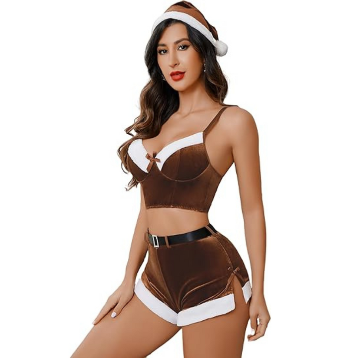 Velvet Christmas Costume With Set