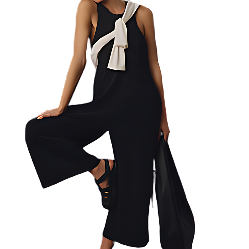 Wide Silhouette Sleeveless Jumpsuit With Side Pockets