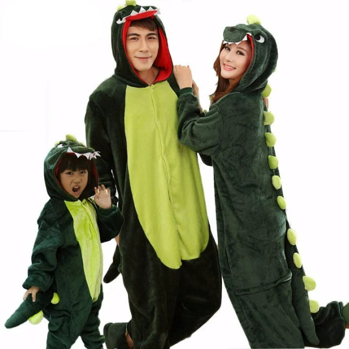 Cartoony Dinosaur Themed Family Jumpsuit Set