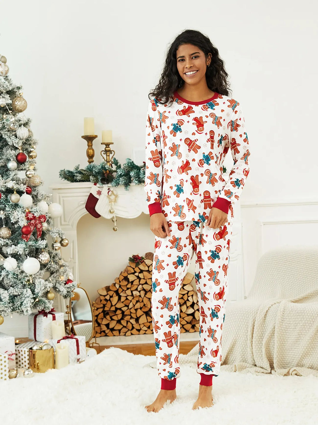 Gingerbread And Candy Cane Family Matching Pajama Set