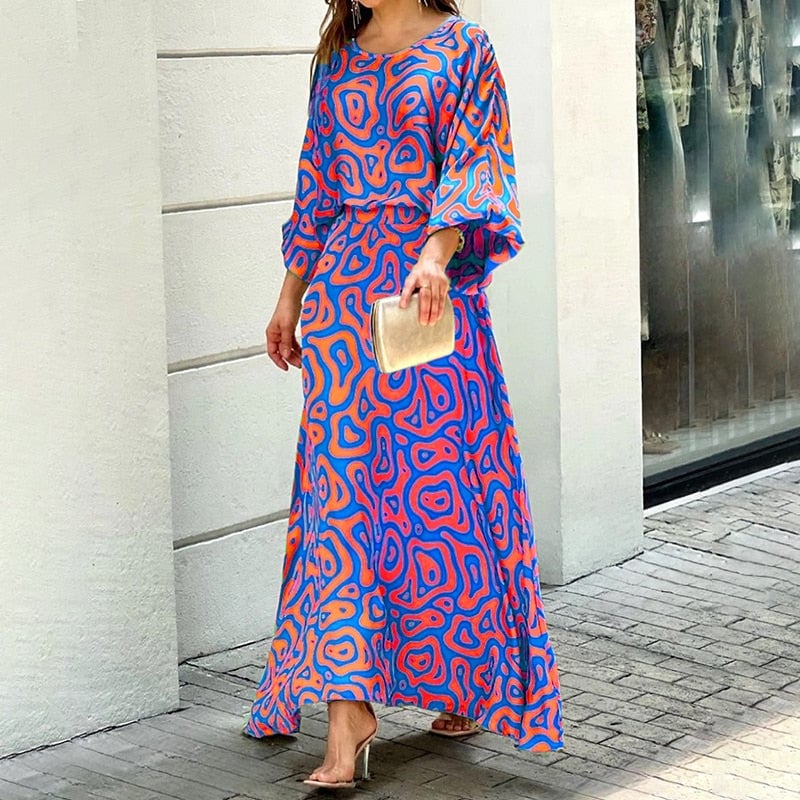 Nola Swirl Slit Sleeve Maxi Dress Set