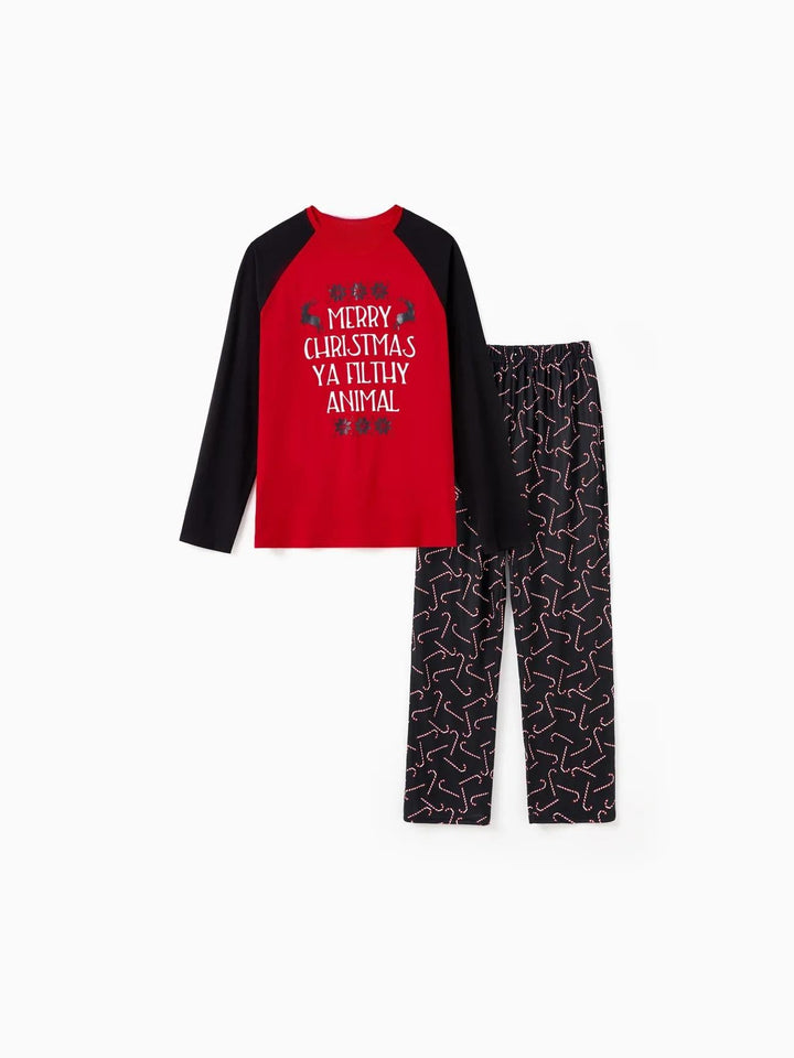 Christmas Theme Letter Print Family Matching Pajama Set