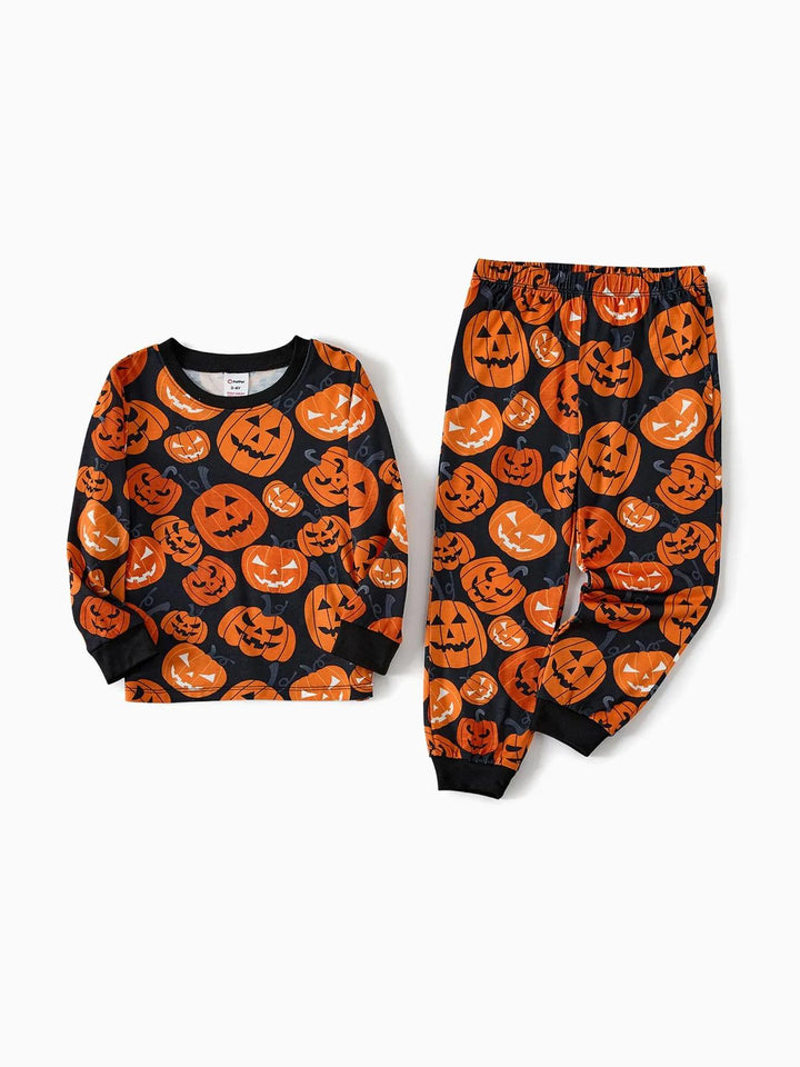 Halloween Family Matching Pumpkin Design Pajama Set