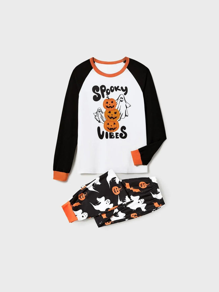 Halloween Family Matching Letter And Pumpkin Print Pajama Sets