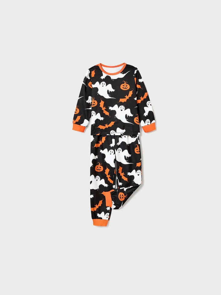 Halloween Family Matching Letter And Pumpkin Print Pajama Sets