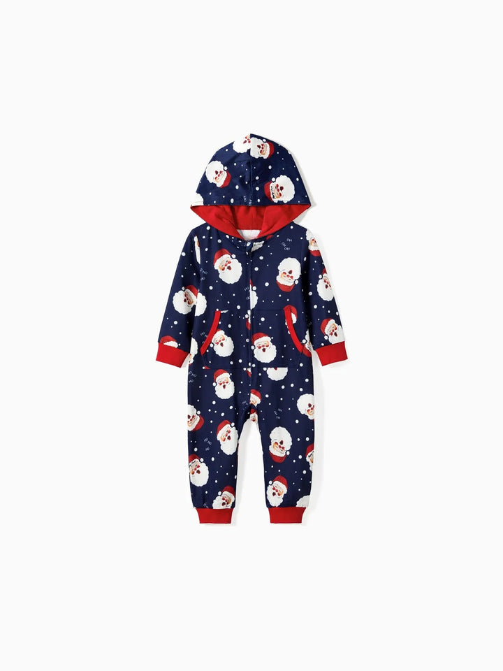 Santa Printed Family Matching Hooded Pajama Set