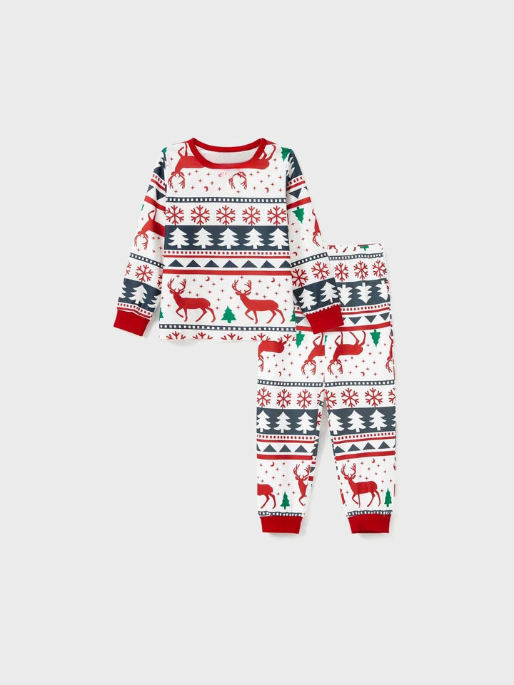 Christmas Family Matching Reindeer Print Long Sleeves Pajama Set