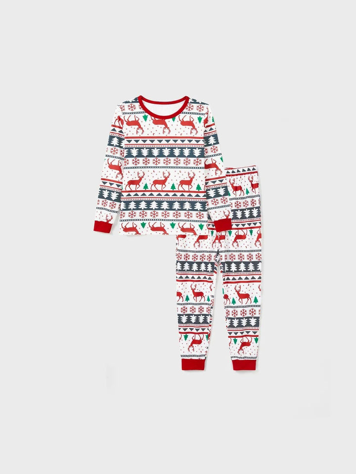 Christmas Family Matching Reindeer Print Long Sleeves Pajama Set