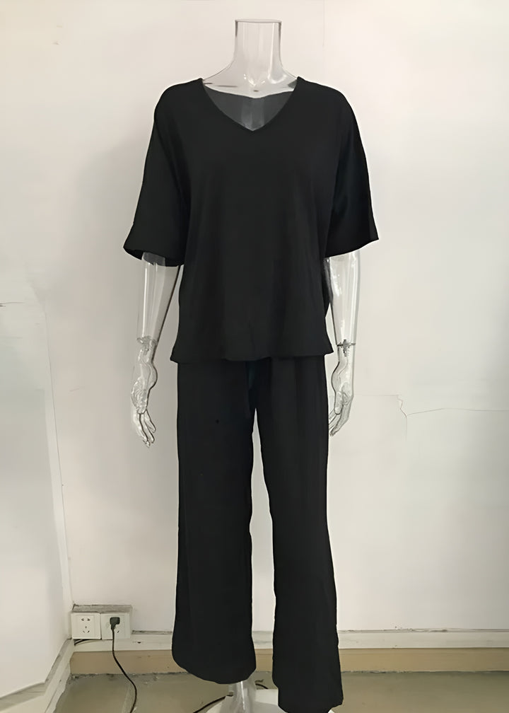 Fashionable Short Sleeve T Shirt And Straight Pant Set