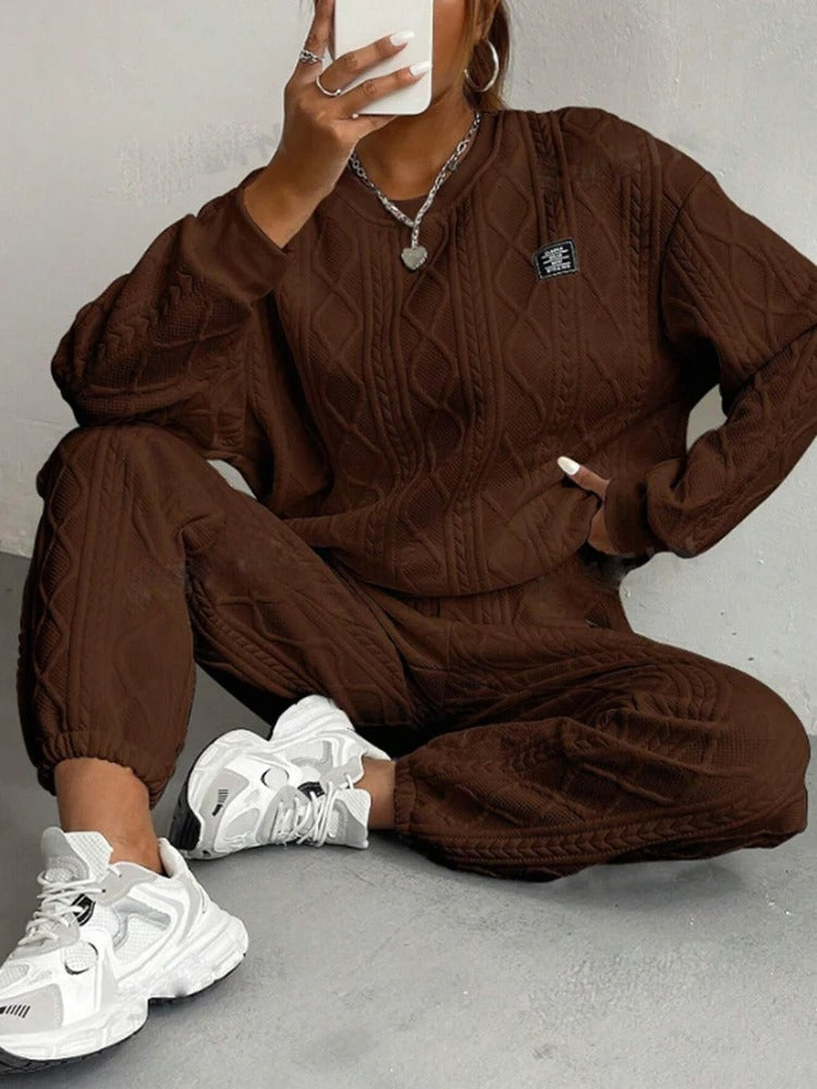 2 Piece Casual Sweatshirt And Comfy Pant Set