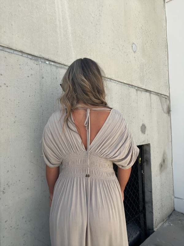 Slit V Neck Effortless Maxi Long Dress