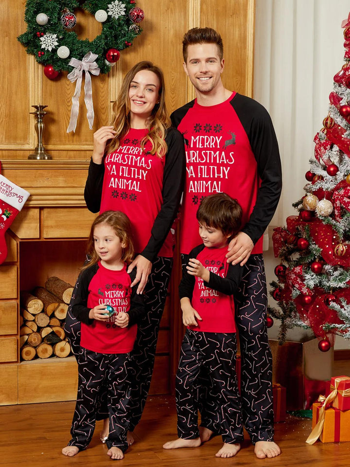 Christmas Theme Letter Print Family Matching Pajama Set