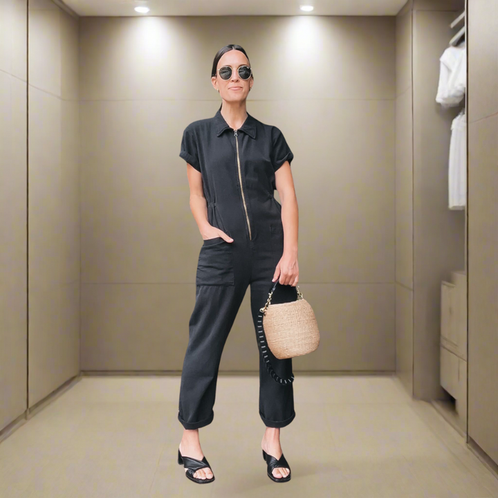 Casual Cropped Utility Jumpsuit