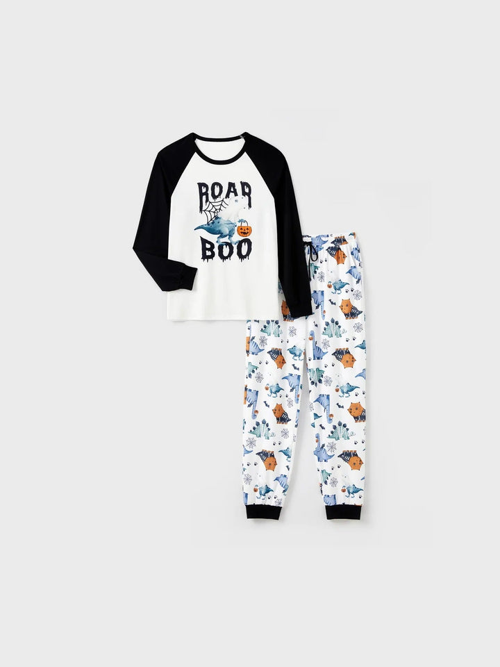 Halloween Family Matching Dinosaur And Pumpkin  Printed Pajama Set