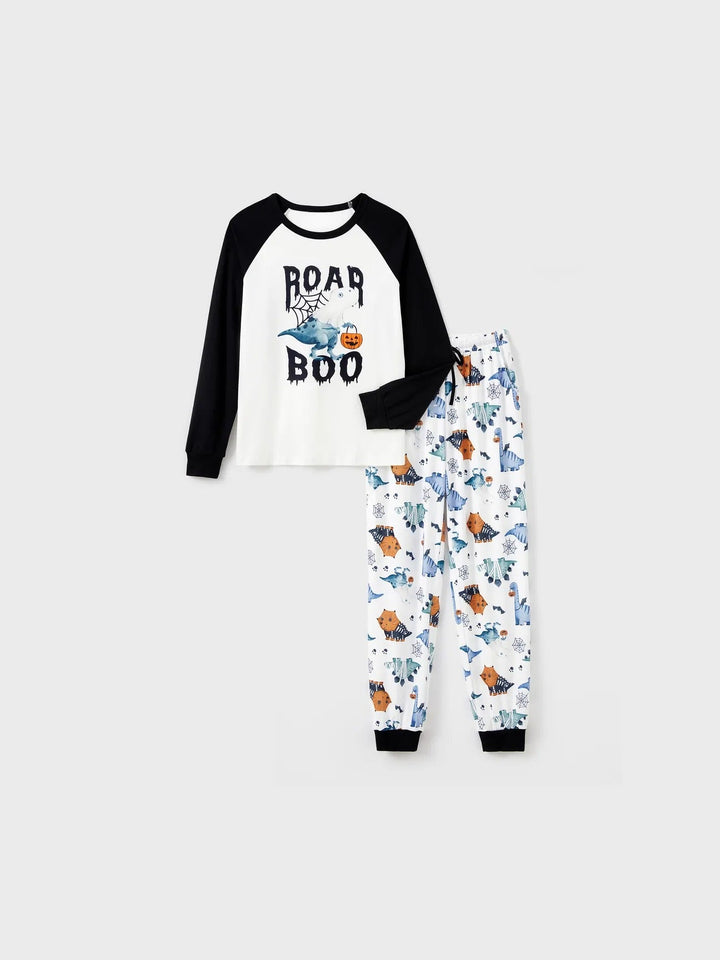 Halloween Family Matching Dinosaur And Pumpkin  Printed Pajama Set