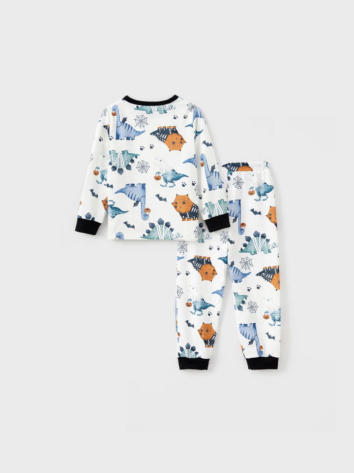 Halloween Family Matching Dinosaur And Pumpkin  Printed Pajama Set