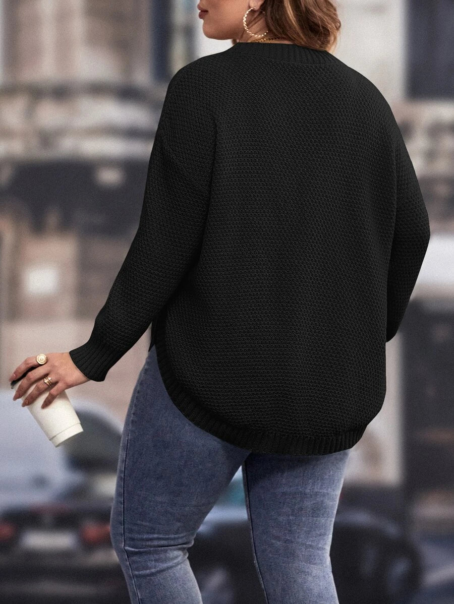 Asymmetrical Curved Hem Sweater