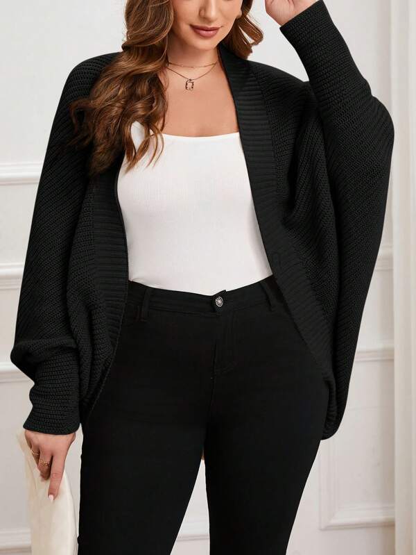 Batwing Sleeve Open Front Cardigan